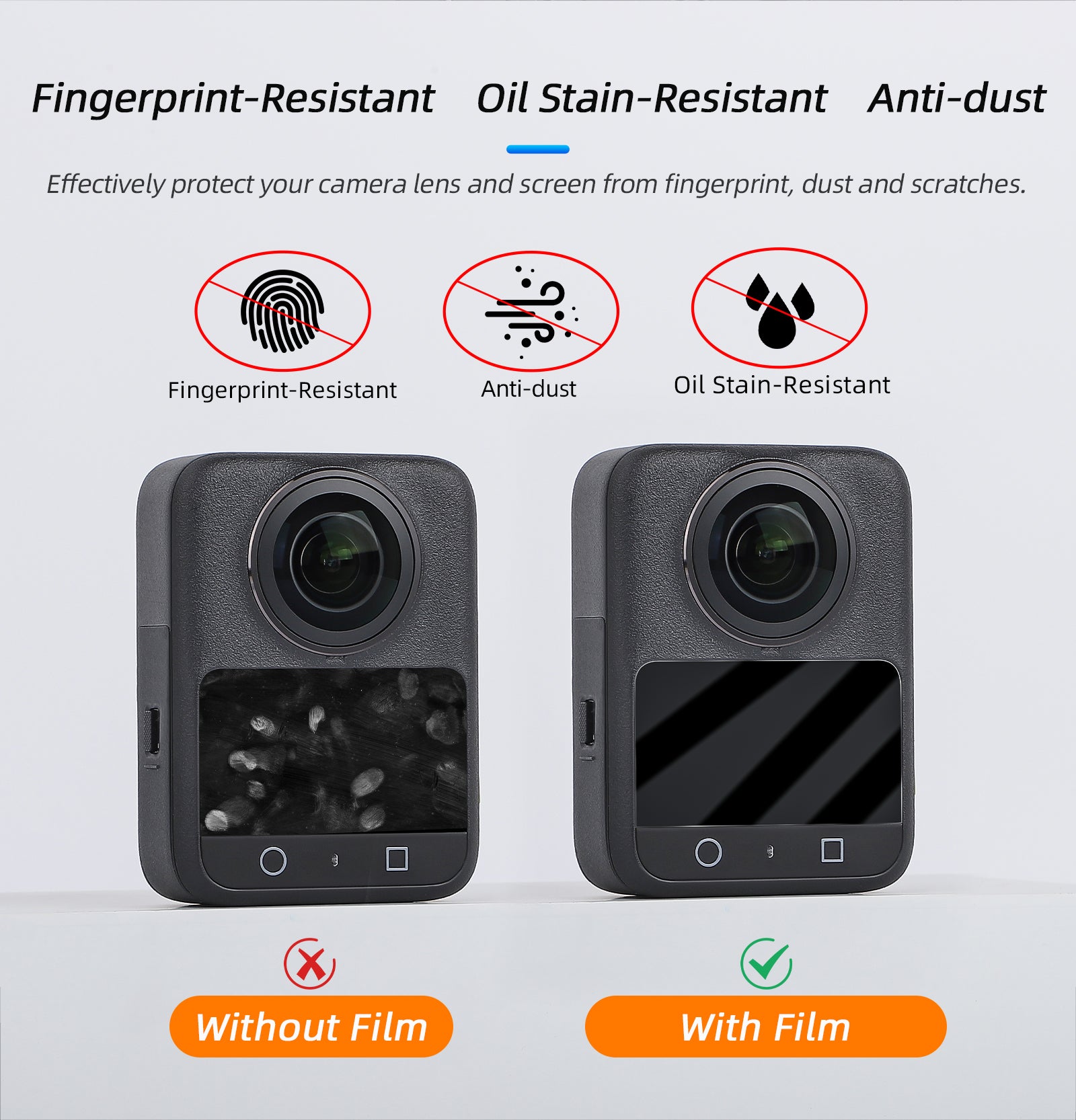 Anti-Fingerprint Tempered Glass Screen Protector for DJI Osmo 360